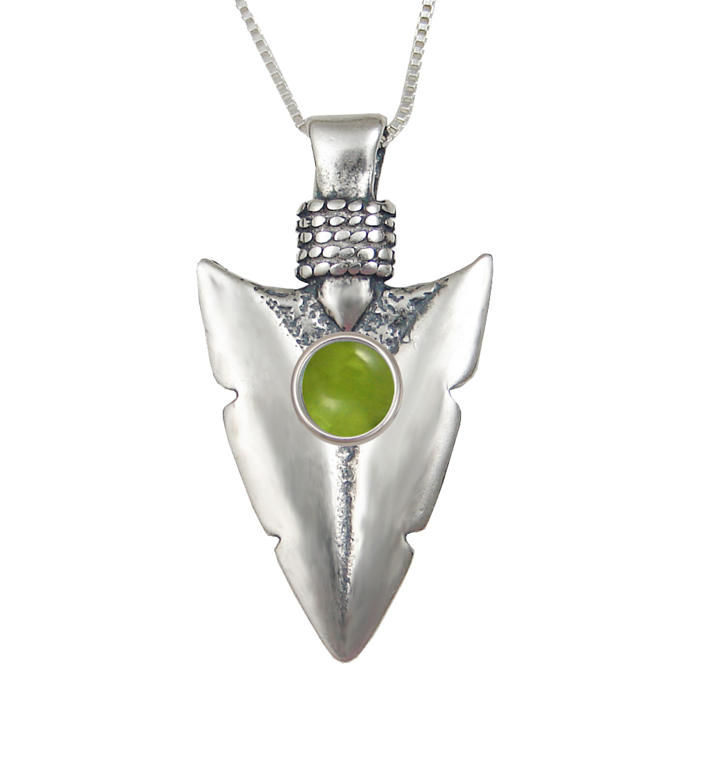 Sterling Silver Arrowhead of the Ancients Pendant With Peridot